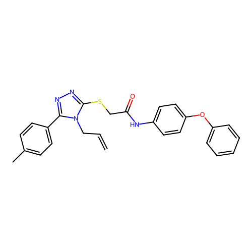 2-[[5-(4-methylphenyl)-4-prop-2-enyl-1,2,4-triazol-3-yl]sulfanyl]-N-(4-phenoxyphenyl)acetamide structure