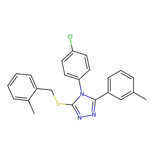 4-(4-chlorophenyl)-3-(3-methylphenyl)-5-[(2-methylphenyl)methylsulfanyl]-1,2,4-triazole structure