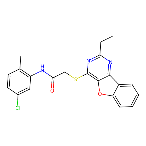 N-(5-chloro-2-methylphenyl)-2-((2-ethylbenzofuro[3,2-d]pyrimidin-4-yl)thio)acetamide structure
