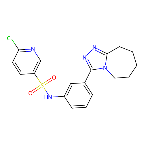 6-chloro-N-(3-{5H,6H,7H,8H,9H-[1,2,4]triazolo[4,3-a]azepin-3-yl}phenyl)pyridine-3-sulfonamide structure