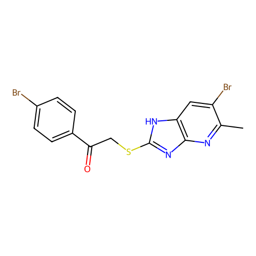 2-[(6-bromo-5-methyl-1H-imidazo[4,5-b]pyridin-2-yl)sulfanyl]-1-(4-bromophenyl)ethanone structure