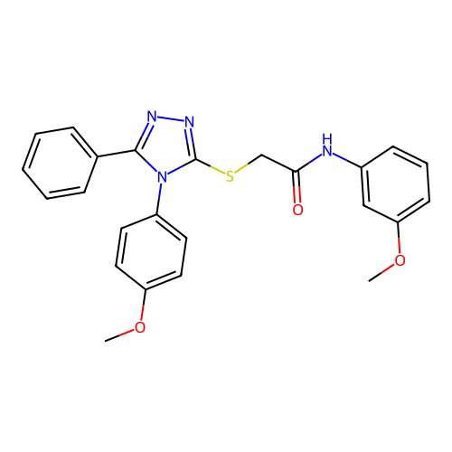 N-(3-methoxyphenyl)-2-[[4-(4-methoxyphenyl)-5-phenyl-1,2,4-triazol-3-yl]sulfanyl]acetamide structure