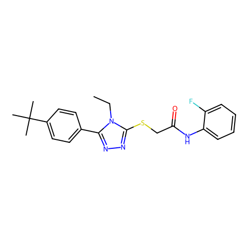 2-{[5-(4-tert-butylphenyl)-4-ethyl-4H-1,2,4-triazol-3-yl]sulfanyl}-N-(2-fluorophenyl)acetamide structure