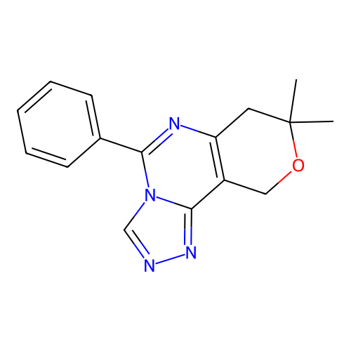 8,8-dimethyl-5-phenyl-7,10-dihydro-8H-pyrano[3,4-e][1,2,4]triazolo[4,3-c]pyrimidine structure