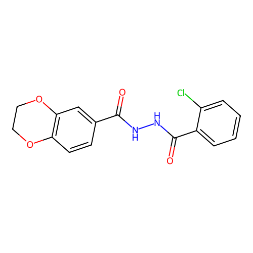 N'-(2-chlorobenzoyl)-2,3-dihydro-1,4-benzodioxine-6-carbohydrazide structure