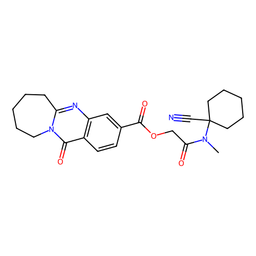 [(1-cyanocyclohexyl)(methyl)carbamoyl]methyl 12-oxo-6H,7H,8H,9H,10H,12H-azepino[2,1-b]quinazoline-3-carboxylate structure