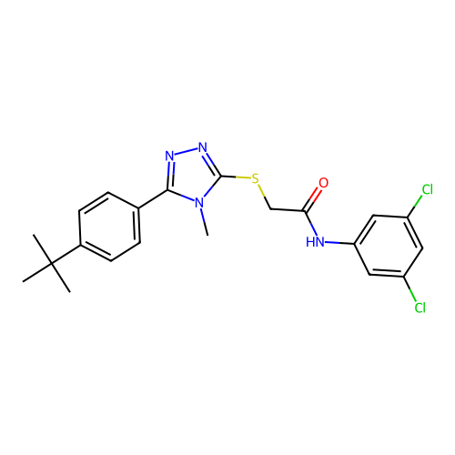 2-{[5-(4-tert-butylphenyl)-4-methyl-4H-1,2,4-triazol-3-yl]sulfanyl}-N-(3,5-dichlorophenyl)acetamide structure