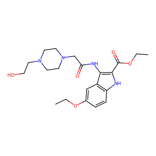 Ethyl 5-ethoxy-3-[[2-[4-(2-hydroxyethyl)piperazin-1-yl]acetyl]amino]-1H-indole-2-carboxylate structure