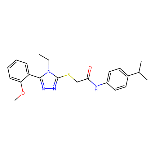 2-((4-ethyl-5-(2-methoxyphenyl)-4H-1,2,4-triazol-3-yl)thio)-N-(4-isopropylphenyl)acetamide structure