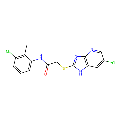 2-[(6-chloro-1H-imidazo[4,5-b]pyridin-2-yl)sulfanyl]-N-(3-chloro-2-methylphenyl)acetamide structure