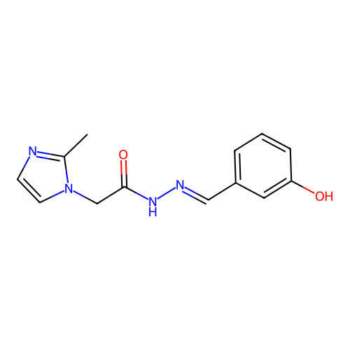 (E)-N'-(3-hydroxybenzylidene)-2-(2-methyl-1H-imidazol-1-yl)acetohydrazide structure
