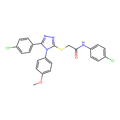N-(4-chlorophenyl)-2-{[5-(4-chlorophenyl)-4-(4-methoxyphenyl)-4H-1,2,4-triazol-3-yl]sulfanyl}acetamide structure