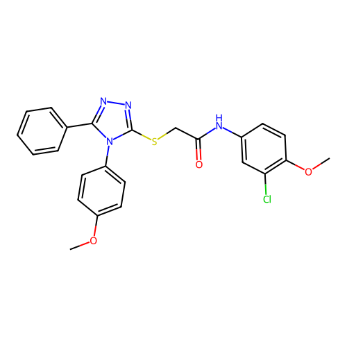 N-(3-chloro-4-methoxyphenyl)-2-{[4-(4-methoxyphenyl)-5-phenyl-4H-1,2,4-triazol-3-yl]sulfanyl}acetamide structure