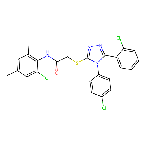 N-(2-chloro-4,6-dimethylphenyl)-2-{[5-(2-chlorophenyl)-4-(4-chlorophenyl)-4H-1,2,4-triazol-3-yl]sulfanyl}acetamide structure