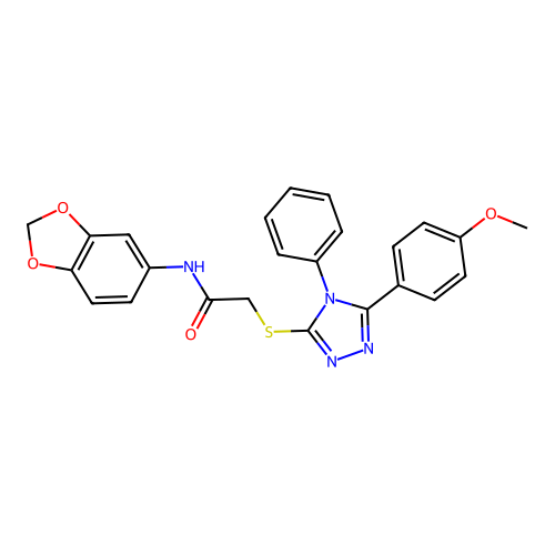 N-(1,3-benzodioxol-5-yl)-2-[[5-(4-methoxyphenyl)-4-phenyl-1,2,4-triazol-3-yl]sulfanyl]acetamide structure