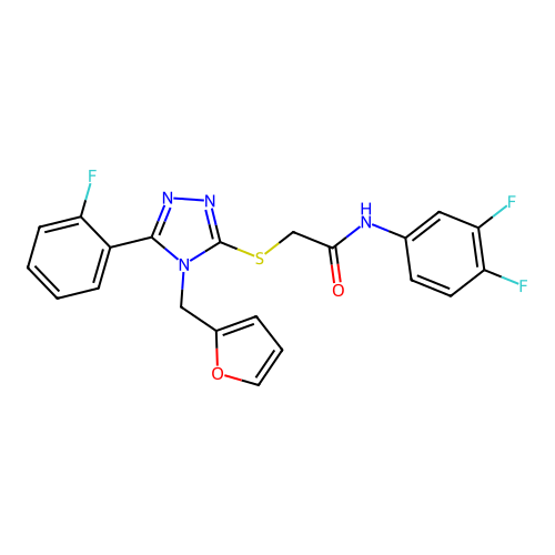 N-(3,4-difluorophenyl)-2-{[5-(2-fluorophenyl)-4-(furan-2-ylmethyl)-4H-1,2,4-triazol-3-yl]sulfanyl}acetamide structure