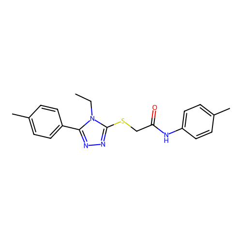 2-((4-ethyl-5-(p-tolyl)-4H-1,2,4-triazol-3-yl)thio)-N-(p-tolyl)acetamide structure