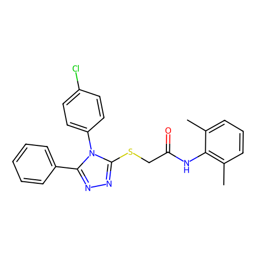 2-[[4-(4-chlorophenyl)-5-phenyl-1,2,4-triazol-3-yl]sulfanyl]-N-(2,6-dimethylphenyl)acetamide structure