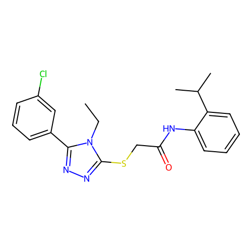 2-{[5-(3-chlorophenyl)-4-ethyl-4H-1,2,4-triazol-3-yl]sulfanyl}-N-[2-(propan-2-yl)phenyl]acetamide structure