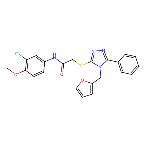 N-(3-chloro-4-methoxyphenyl)-2-{[4-(furan-2-ylmethyl)-5-phenyl-4H-1,2,4-triazol-3-yl]sulfanyl}acetamide structure