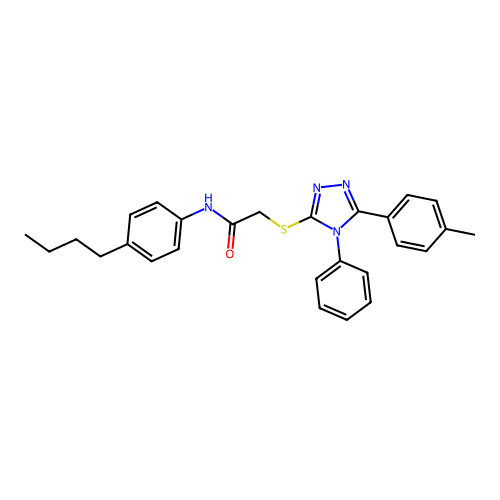 N-(4-butylphenyl)-2-{[5-(4-methylphenyl)-4-phenyl-4H-1,2,4-triazol-3-yl]sulfanyl}acetamide structure