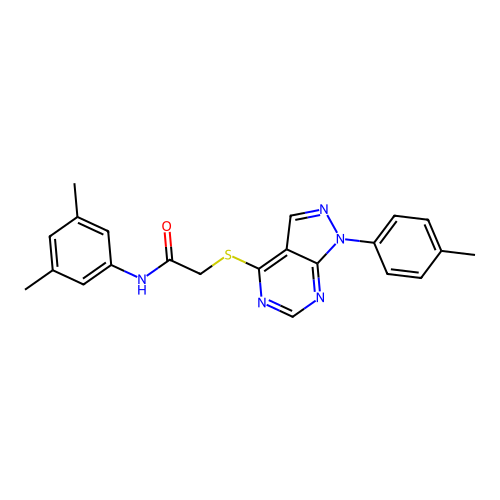 N-(3,5-dimethylphenyl)-2-((1-(p-tolyl)-1H-pyrazolo[3,4-d]pyrimidin-4-yl)thio)acetamide structure