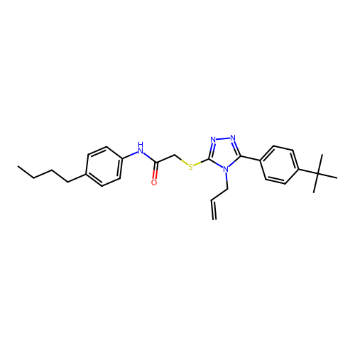 N-(4-butylphenyl)-2-{[5-(4-tert-butylphenyl)-4-(prop-2-en-1-yl)-4H-1,2,4-triazol-3-yl]sulfanyl}acetamide structure