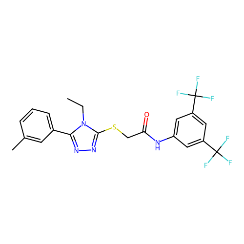 N-(3,5-bis(trifluoromethyl)phenyl)-2-((4-ethyl-5-(m-tolyl)-4H-1,2,4-triazol-3-yl)thio)acetamide structure