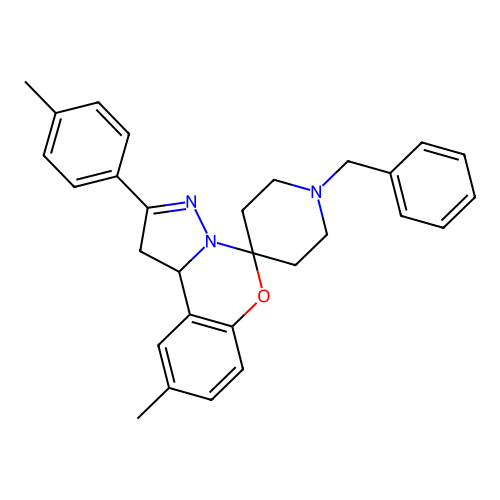 1'-benzyl-9-methyl-2-(4-methylphenyl)spiro[1,10b-dihydropyrazolo[1,5-c][1,3]benzoxazine-5,4'-piperidine] structure
