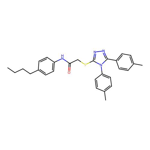 2-[[4,5-bis(4-methylphenyl)-1,2,4-triazol-3-yl]sulfanyl]-N-(4-butylphenyl)acetamide structure