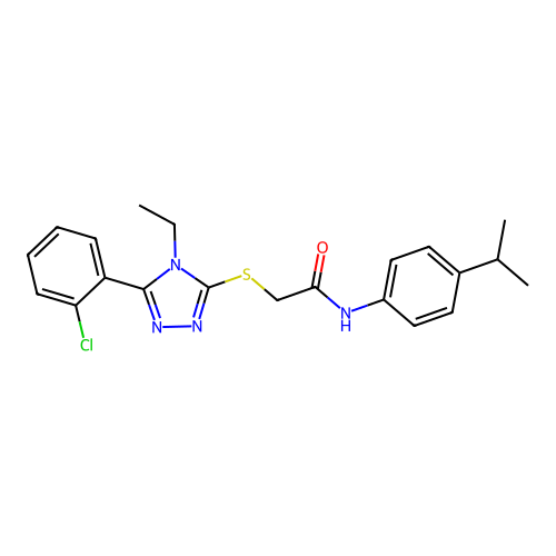 2-{[5-(2-chlorophenyl)-4-ethyl-4H-1,2,4-triazol-3-yl]sulfanyl}-N-[4-(propan-2-yl)phenyl]acetamide structure