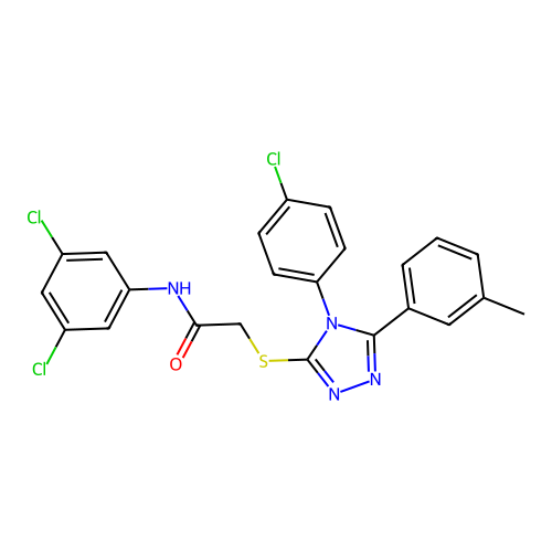 2-{[4-(4-chlorophenyl)-5-(3-methylphenyl)-4H-1,2,4-triazol-3-yl]sulfanyl}-N-(3,5-dichlorophenyl)acetamide structure