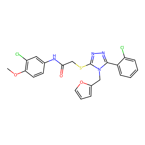 N-(3-chloro-4-methoxyphenyl)-2-{[5-(2-chlorophenyl)-4-(furan-2-ylmethyl)-4H-1,2,4-triazol-3-yl]sulfanyl}acetamide structure