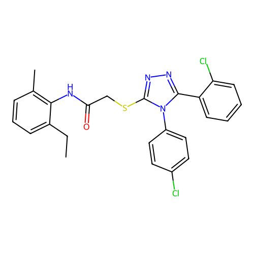 2-{[5-(2-chlorophenyl)-4-(4-chlorophenyl)-4H-1,2,4-triazol-3-yl]sulfanyl}-N-(2-ethyl-6-methylphenyl)acetamide structure