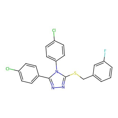 4,5-Bis(4-chlorophenyl)-3-[(3-fluorophenyl)methylthio]-1,2,4-triazole structure