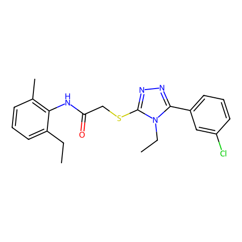 2-{[5-(3-chlorophenyl)-4-ethyl-4H-1,2,4-triazol-3-yl]sulfanyl}-N-(2-ethyl-6-methylphenyl)acetamide structure