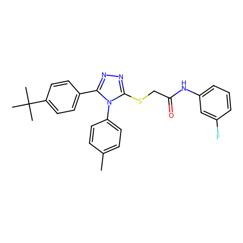 2-{[5-(4-tert-butylphenyl)-4-(4-methylphenyl)-4H-1,2,4-triazol-3-yl]sulfanyl}-N-(3-fluorophenyl)acetamide structure
