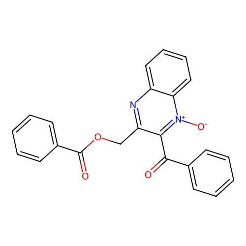 2-Benzoyl-3-((benzoyloxy)methyl)quinoxaline 1-oxide structure