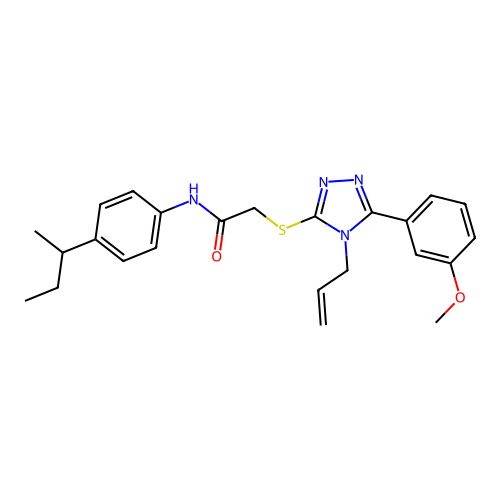 N-(4-butan-2-ylphenyl)-2-[[5-(3-methoxyphenyl)-4-prop-2-enyl-1,2,4-triazol-3-yl]sulfanyl]acetamide structure