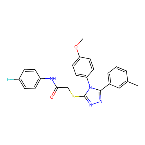 N-(4-fluorophenyl)-2-{[4-(4-methoxyphenyl)-5-(3-methylphenyl)-4H-1,2,4-triazol-3-yl]sulfanyl}acetamide structure