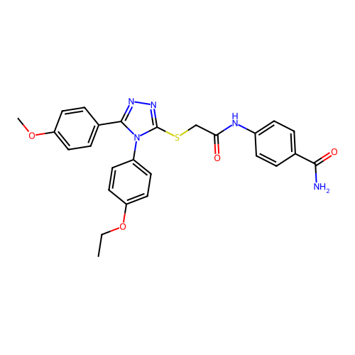4-(2-((4-(4-ethoxyphenyl)-5-(4-methoxyphenyl)-4H-1,2,4-triazol-3-yl)thio)acetamido)benzamide structure