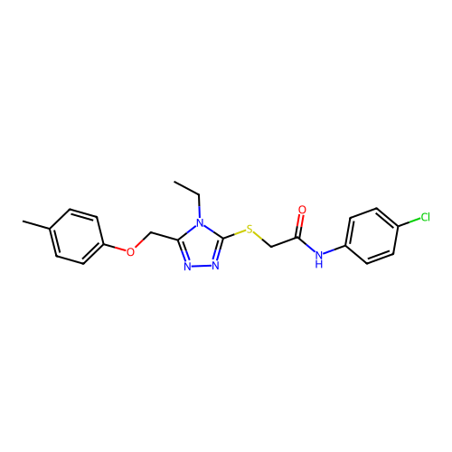 N-(4-chlorophenyl)-2-((4-ethyl-5-((p-tolyloxy)methyl)-4H-1,2,4-triazol-3-yl)thio)acetamide structure