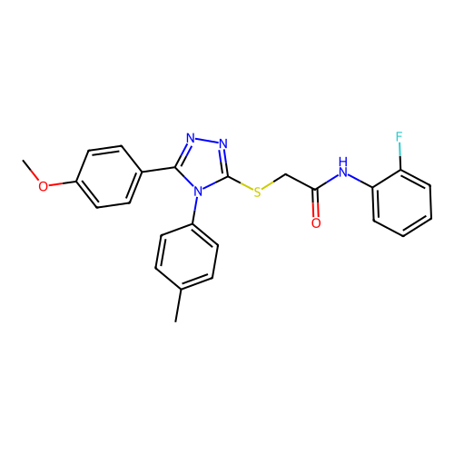 N-(2-fluorophenyl)-2-{[5-(4-methoxyphenyl)-4-(4-methylphenyl)-4H-1,2,4-triazol-3-yl]sulfanyl}acetamide structure