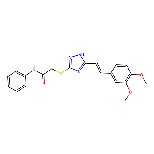 (E)-2-((5-(3,4-dimethoxystyryl)-4H-1,2,4-triazol-3-yl)thio)-N-phenylacetamide structure