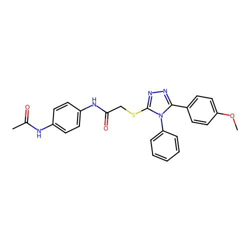 N-(4-acetamidophenyl)-2-((5-(4-methoxyphenyl)-4-phenyl-4H-1,2,4-triazol-3-yl)thio)acetamide structure