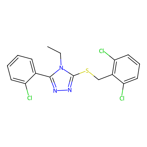 3-(2-chlorophenyl)-5-[(2,6-dichlorobenzyl)sulfanyl]-4-ethyl-4H-1,2,4-triazole structure