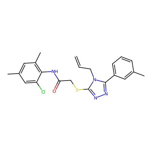 N-(2-chloro-4,6-dimethylphenyl)-2-{[5-(3-methylphenyl)-4-(prop-2-en-1-yl)-4H-1,2,4-triazol-3-yl]sulfanyl}acetamide structure