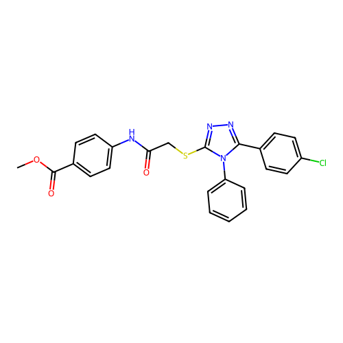 Methyl 4-[[2-[[5-(4-chlorophenyl)-4-phenyl-1,2,4-triazol-3-yl]sulfanyl]acetyl]amino]benzoate structure