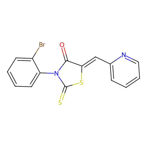 (Z)-3-(2-bromophenyl)-5-(pyridin-2-ylmethylene)-2-thioxothiazolidin-4-one structure