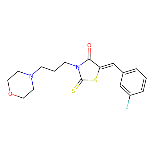 (5Z)-5-(3-fluorobenzylidene)-3-[3-(morpholin-4-yl)propyl]-2-thioxo-1,3-thiazolidin-4-one structure